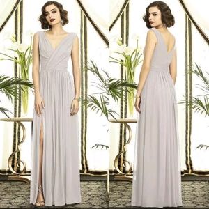 surplice ruched chiffon gown